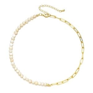NEW - Gold Plated Imitation Pearl Necklace